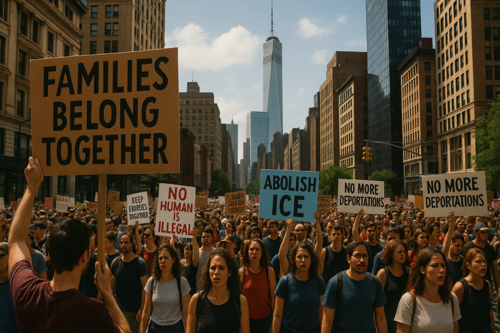 Thousands Protest Against Federal Deportation Raids in New York City