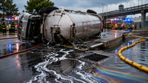 Fuel Tanker Overturns Near Queens, Spilling Thousands of Gallons Into Storm Drains and Jamaica Bay Waterways
