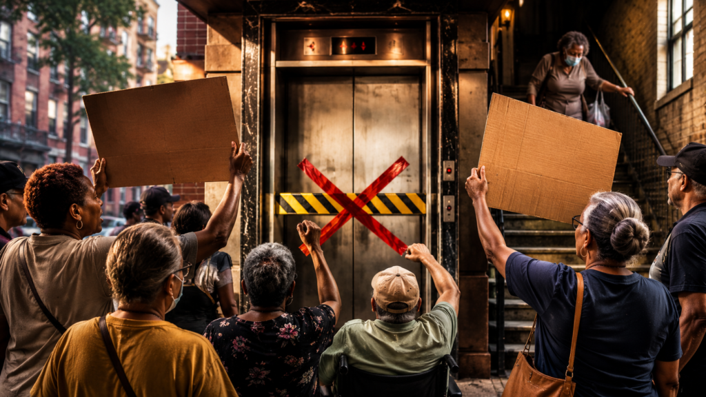 Harlem Tenants Protest Months-Long Elevator Outage at Apartment Building